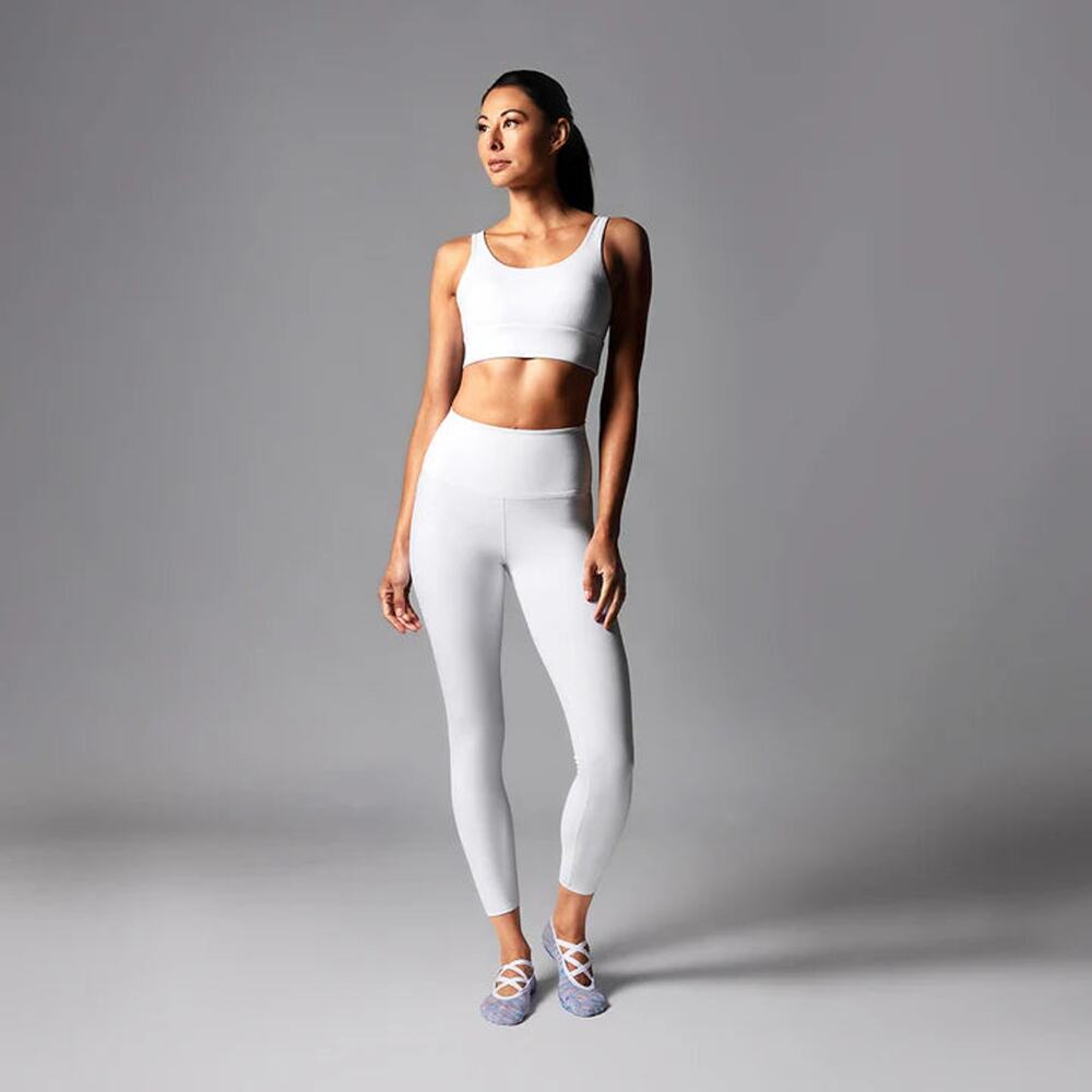 High Waisted 7/8 Yoga Leggings- White Floral